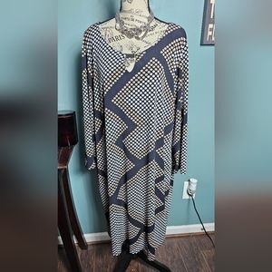 Dress Barn Women's Blk,Beige,and Brn Polka-dot Long Sleeve Tunic Dress Size 18
